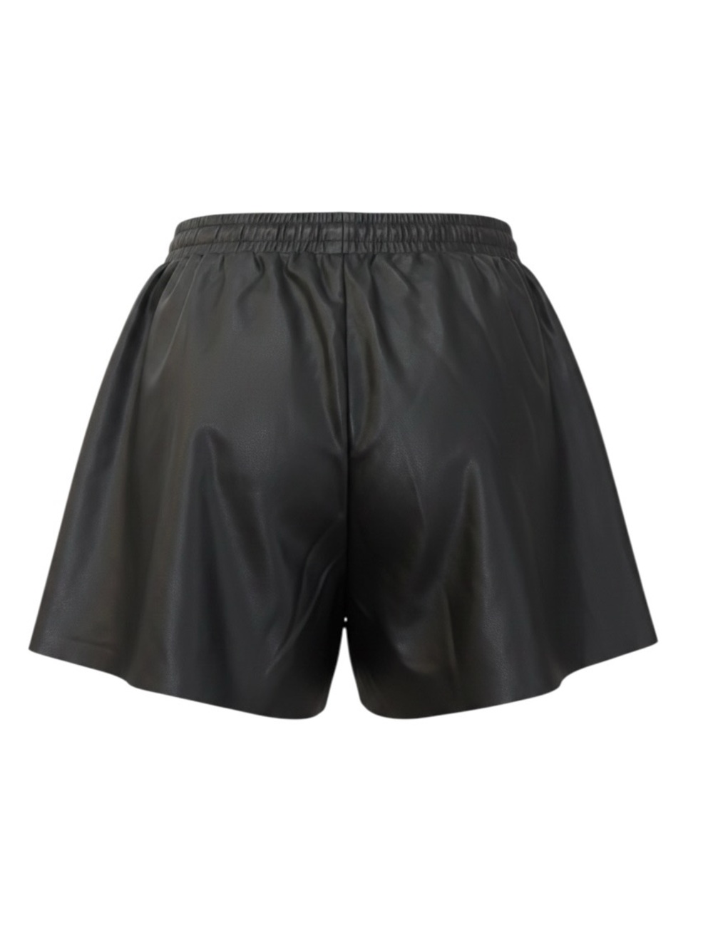 SHEIN Black Faux Leather Relaxed-Fit Shorts